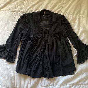 Free People Gothic Black Lace Blouse